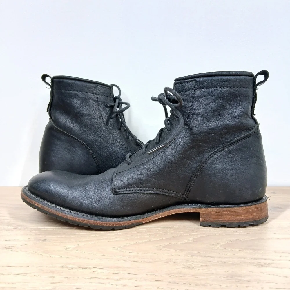 Walk-Over Vintage Collection Boots Men's 8.5 Black Leather Lace Up Ankle